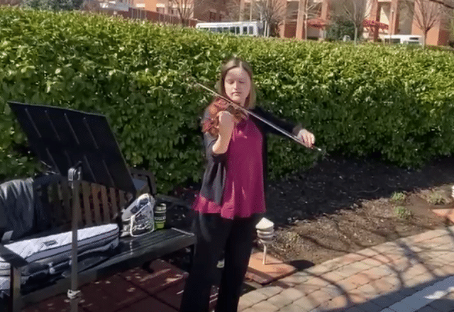小提琴手在户外演奏
